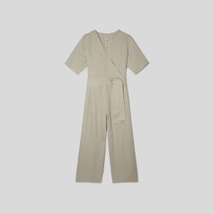 Alternative view of The Wrap Jumpsuit in Linen | Seagrass