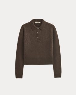 Alternative view of Lush Cashmere Cropped Polo Sweater | Raven