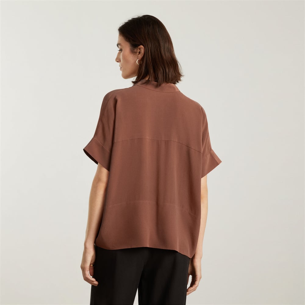 The Boxy Shirt in Washable Silk | Cinnamon - Image 3