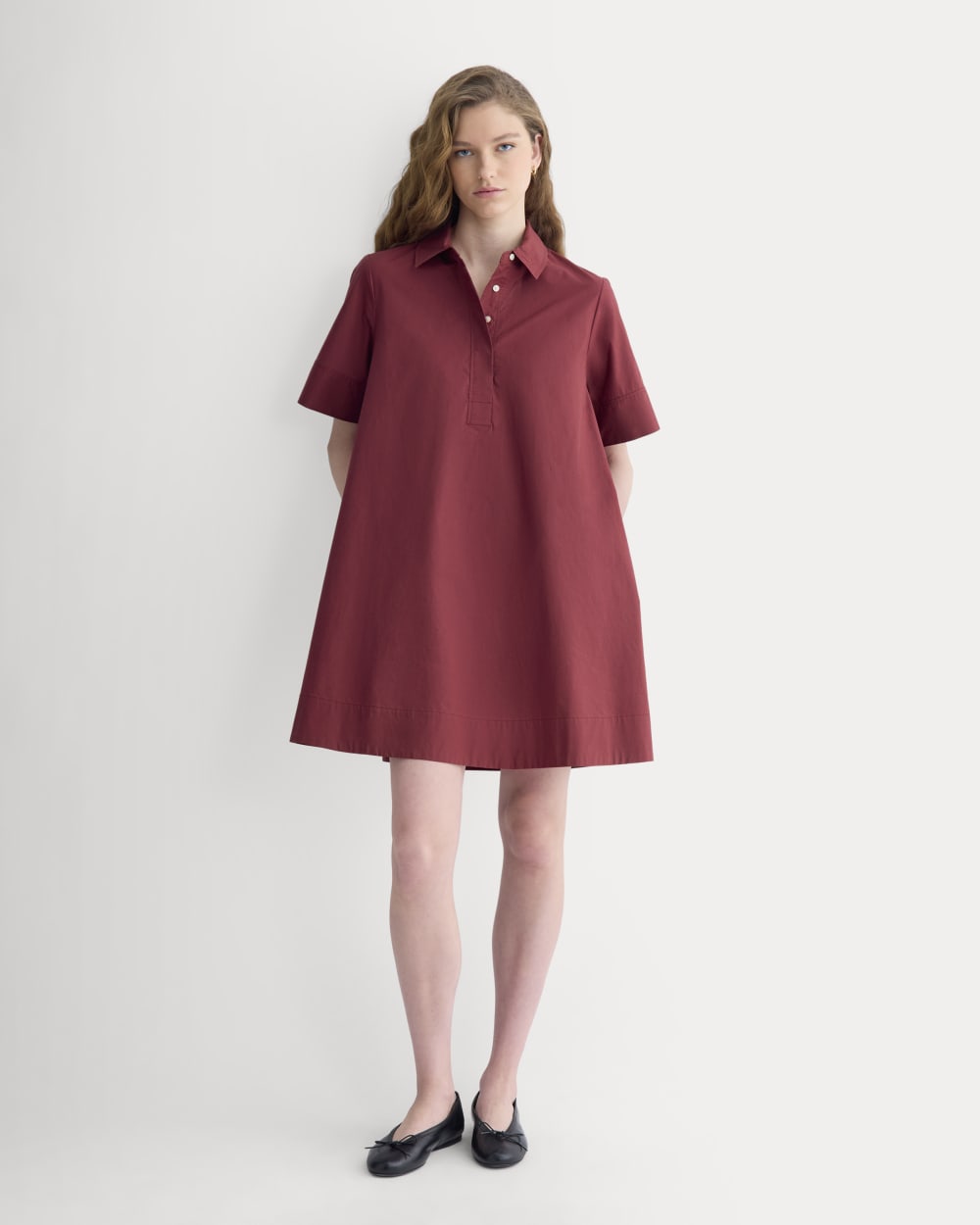 Popover Mini Shirtrdress in Ultrasoft Cotton | Pomegranate - Image 3