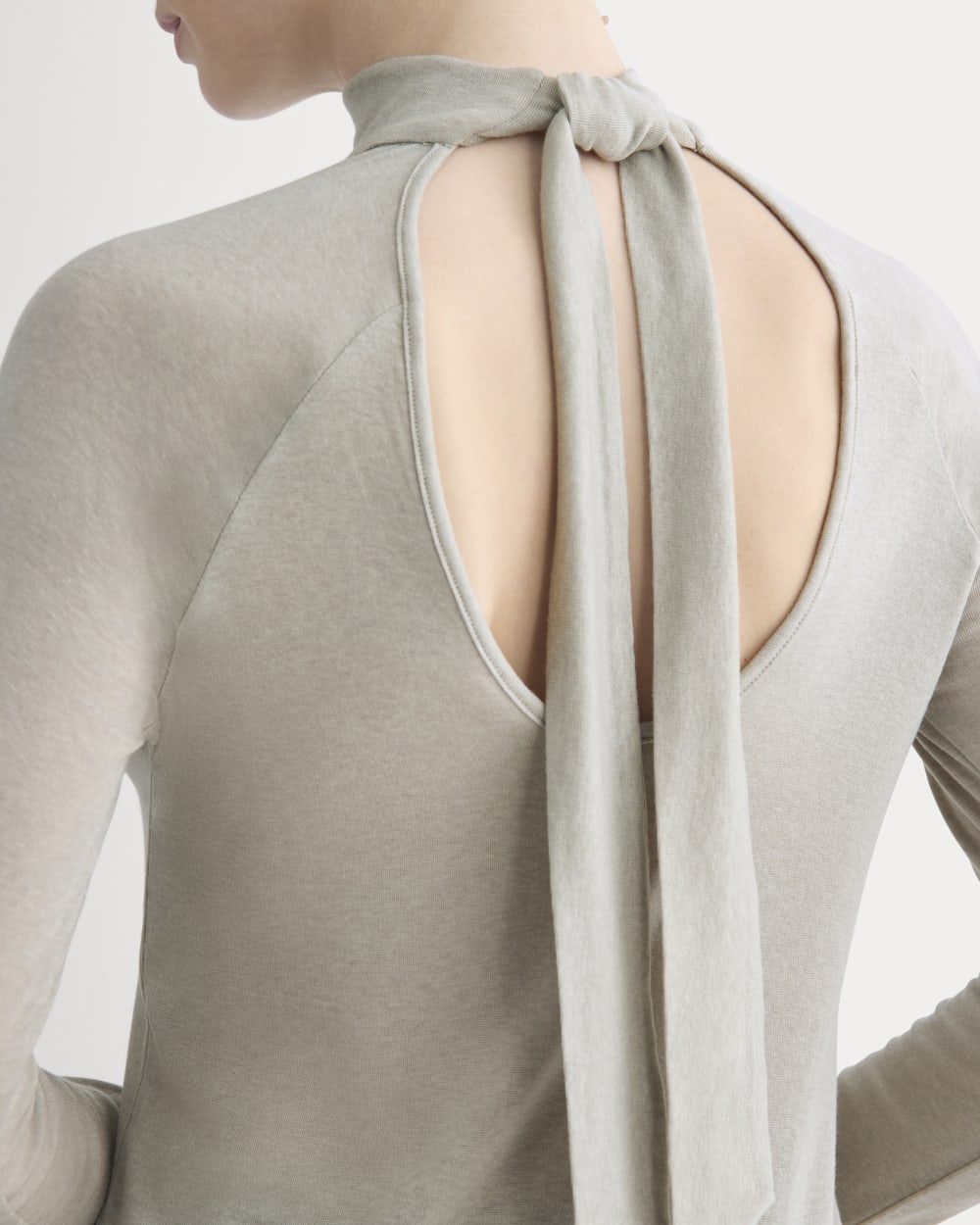 Tie-Neck Top in Butterluxe | Heather Wheat - Image 3