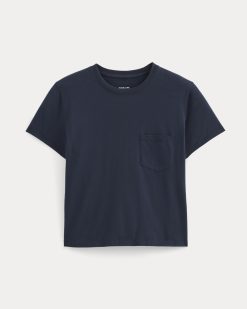 Alternative view of The Box-Cut Tee in Essential Cotton | Navy | Pocket