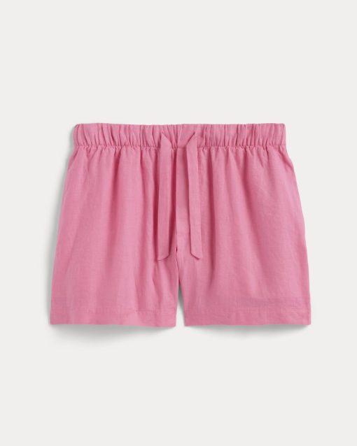 Alternative view of The Drawstring Boxer Short in Linen | Deep Pink