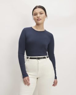The Luxe Rib Long-Sleeve Crew | Navy