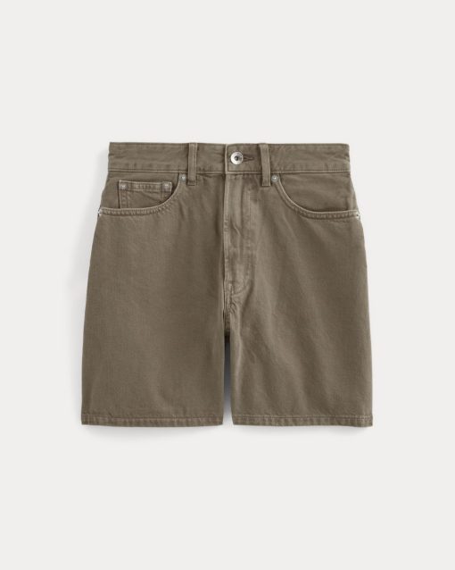 Alternative view of The A-Line Denim Short | Garment-Dyed Chocolate