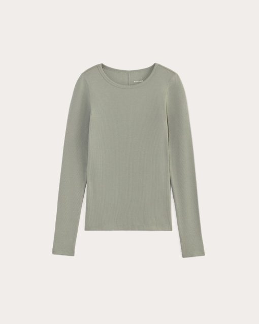 Alternative view of The Luxe Rib Long-Sleeve Crew | Sage Green