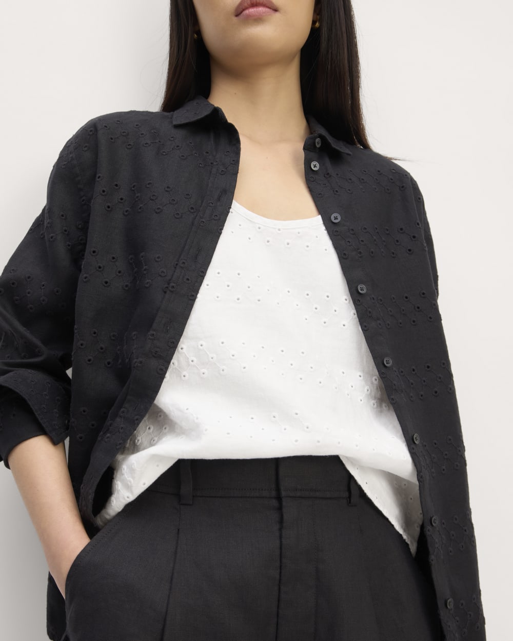 The Linen Eyelet Scoop-Neck Tank | White Eyelet - Image 4