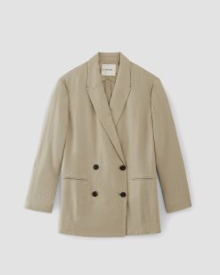 Alternative view of The Linen Double Breasted Blazer | Trench Coat Khaki