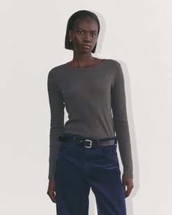 The Luxe Rib Long-Sleeve Crew | Heathered Soot