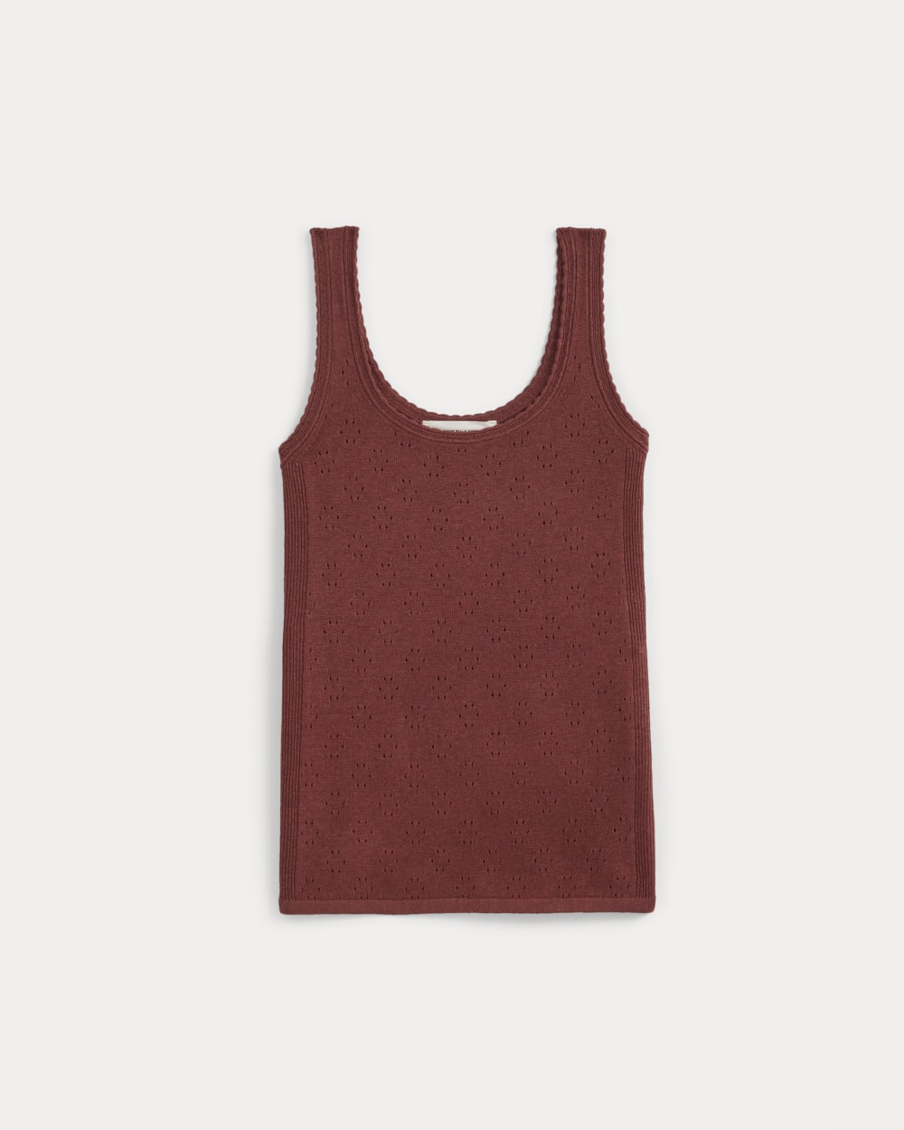 Lace-Trimmed Tank in Fine Linen | Henna Red - Image 2