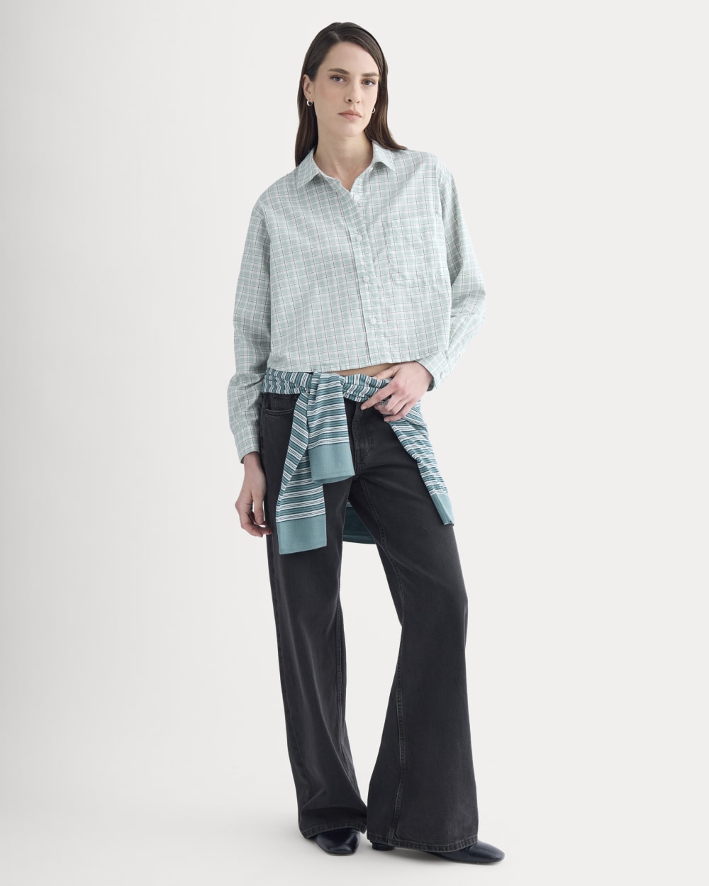 The Way-Short Shirt in Silky Cotton | Gray Mist - Image 3