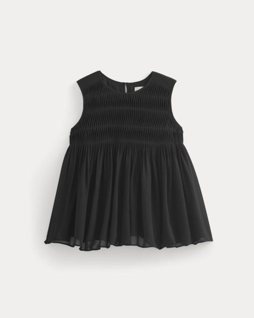 Alternative view of Twisted Pleat Tank in Silk Georgette | Black