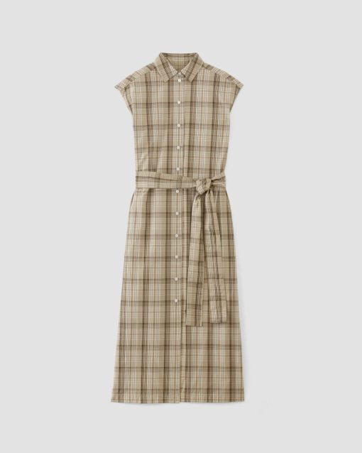 Alternative view of The Supima® Cotton Short-Sleeve Shirt Dress | Pale Khaki Plaid
