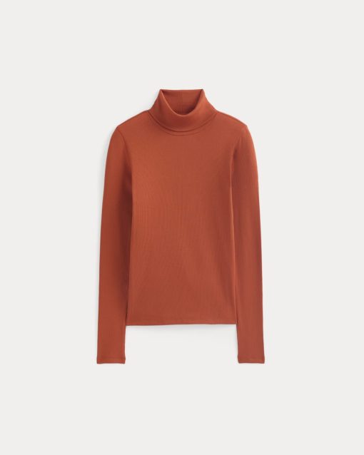 Alternative view of The Luxe Rib Turtleneck | Rust
