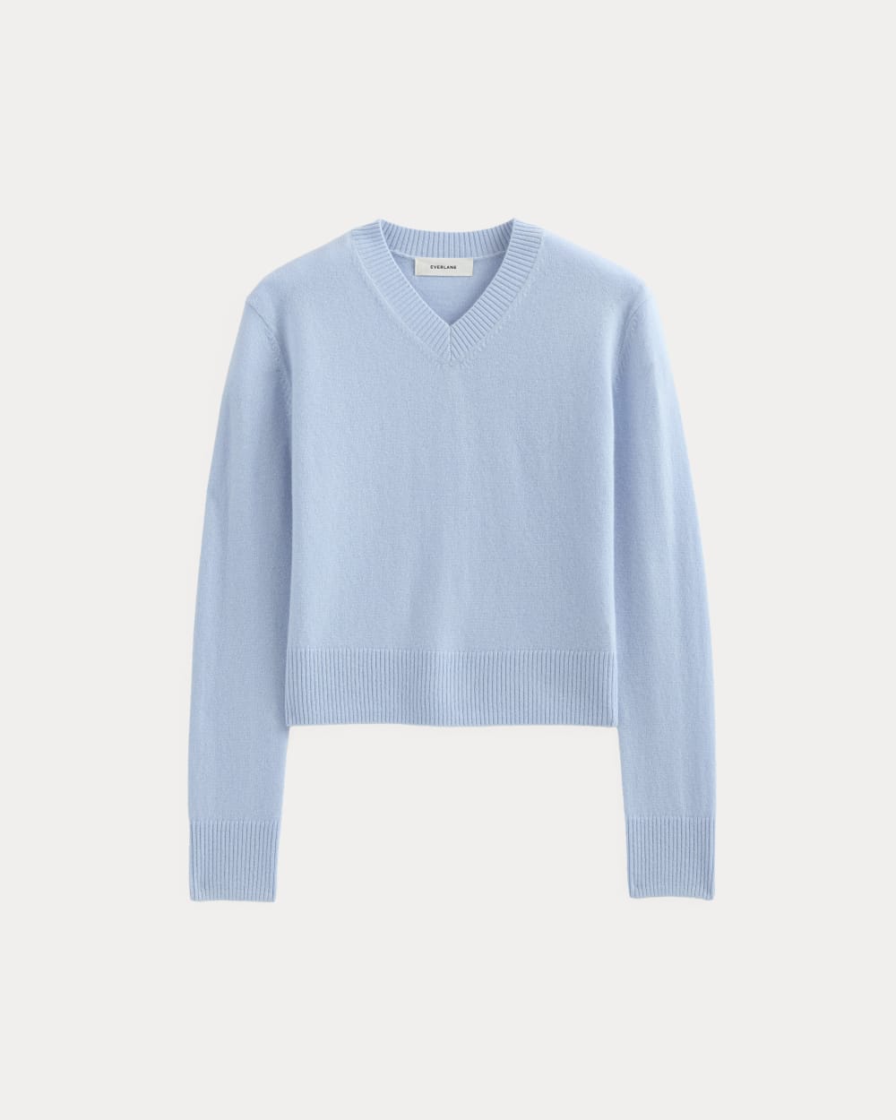 Cashmere Cropped High-V Sweater | Open Air Blue - Image 2
