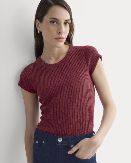 The Cozy Rib Tee | Pomegranate