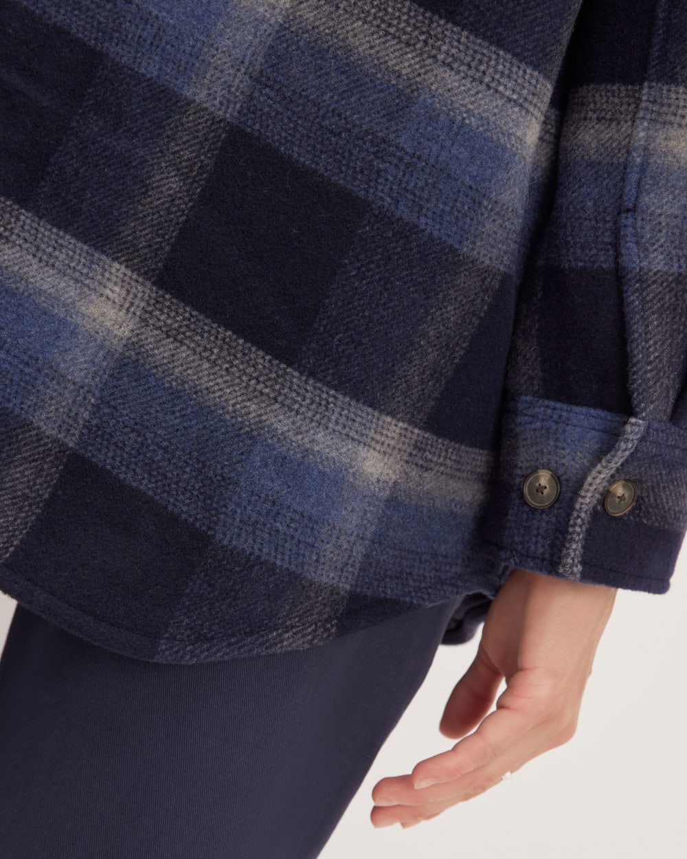 The Italian ReWool® Oversized Shirt Jacket | Navy / Shadow Plaid - Image 6