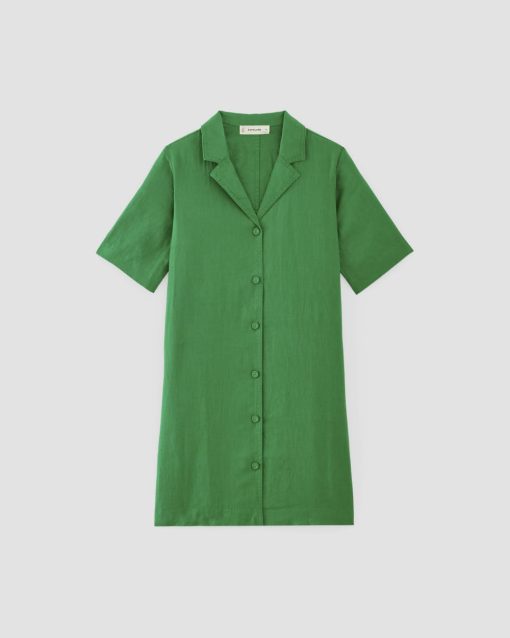 Alternative view of The Shirtdress in Linen | Grass Green