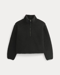 Alternative view of Reversible Teddy Half-Zip Pullover | Black