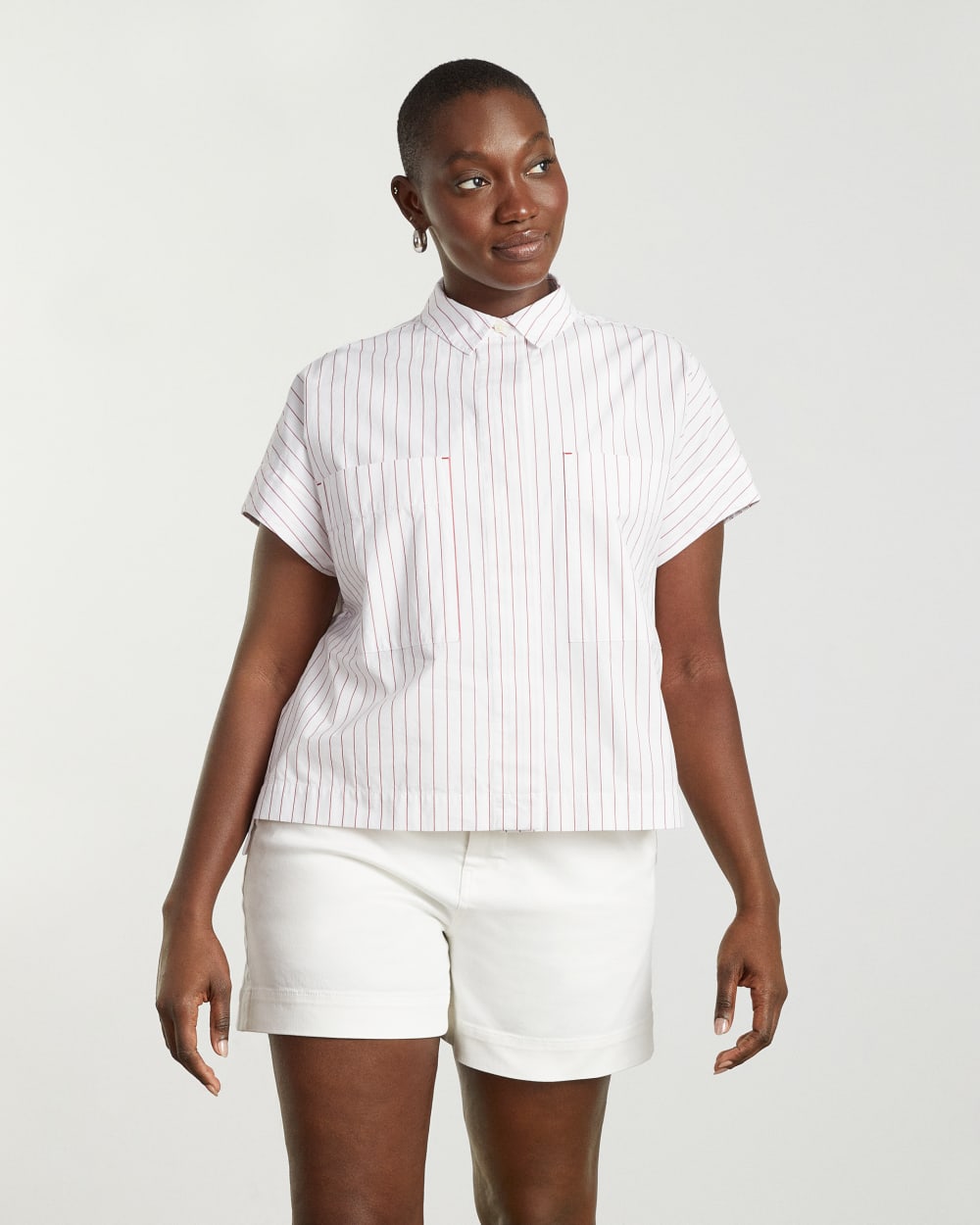 The Short-Sleeve Box Shirt | Red Pinstripe - Image 3