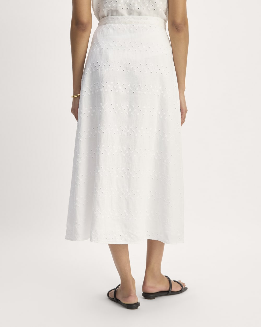 The Linen Eyelet Midi Skirt | White Eyelet - Image 6