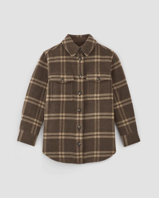 Alternative view of The Italian ReWool® Oversized Shirt Jacket | Brown / Camel