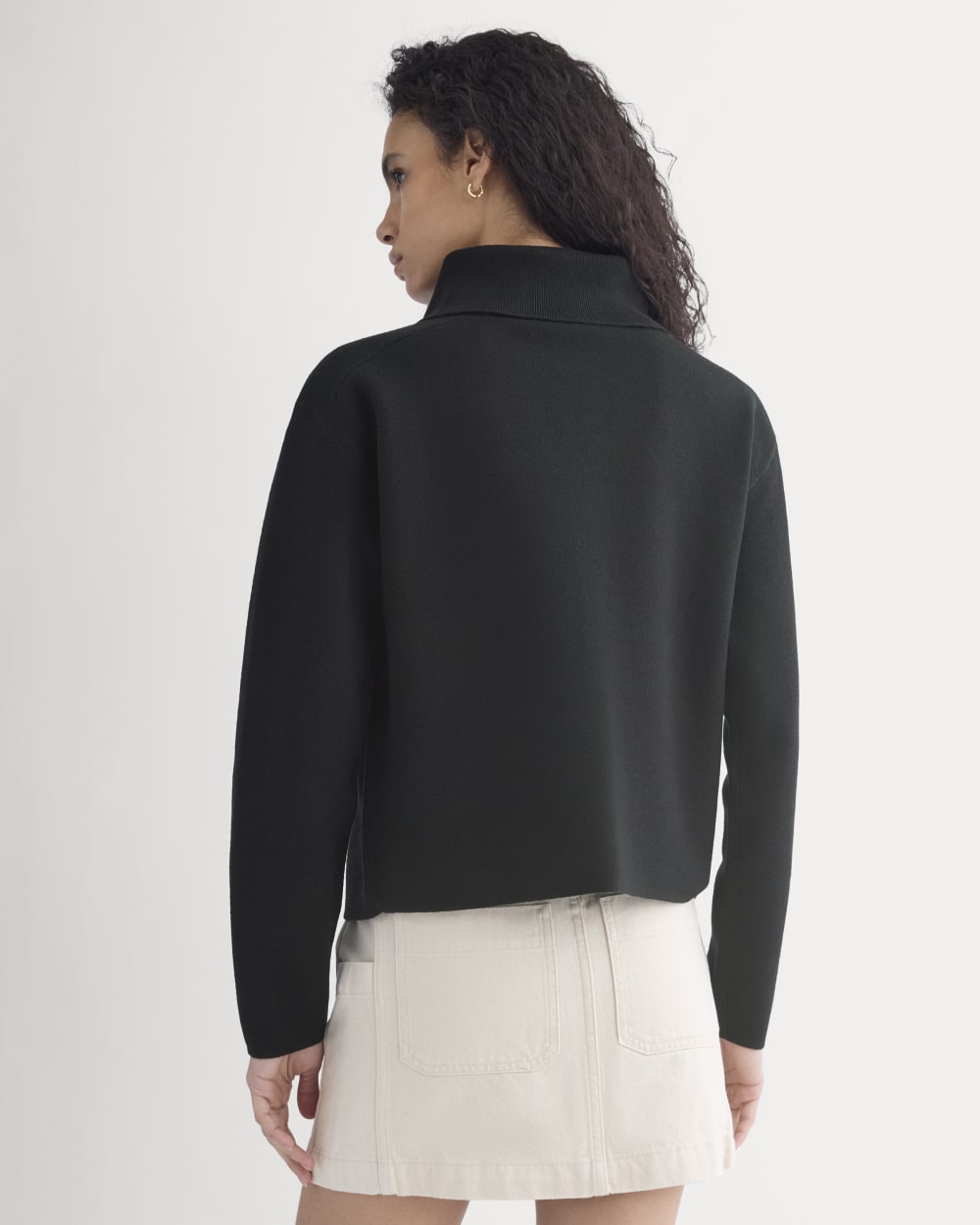 Double Knit Half-Zip in Cotton Merino | Black - Image 6