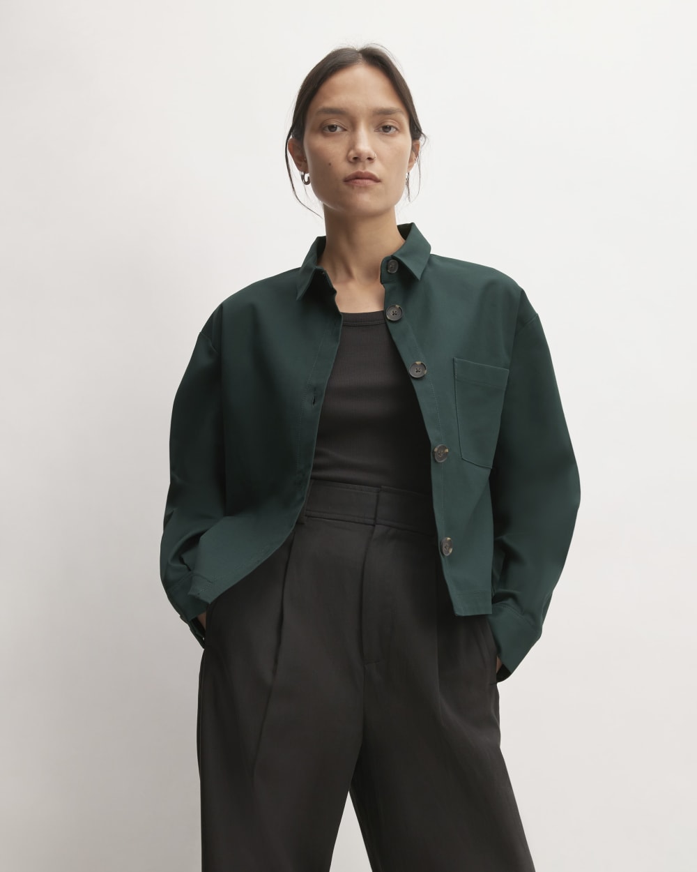 The Structured Cotton Cropped Shirt | Scarab