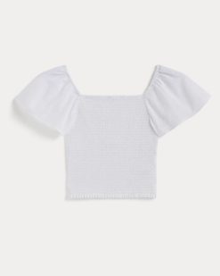 Alternative view of The Gauze Smocked Top | White