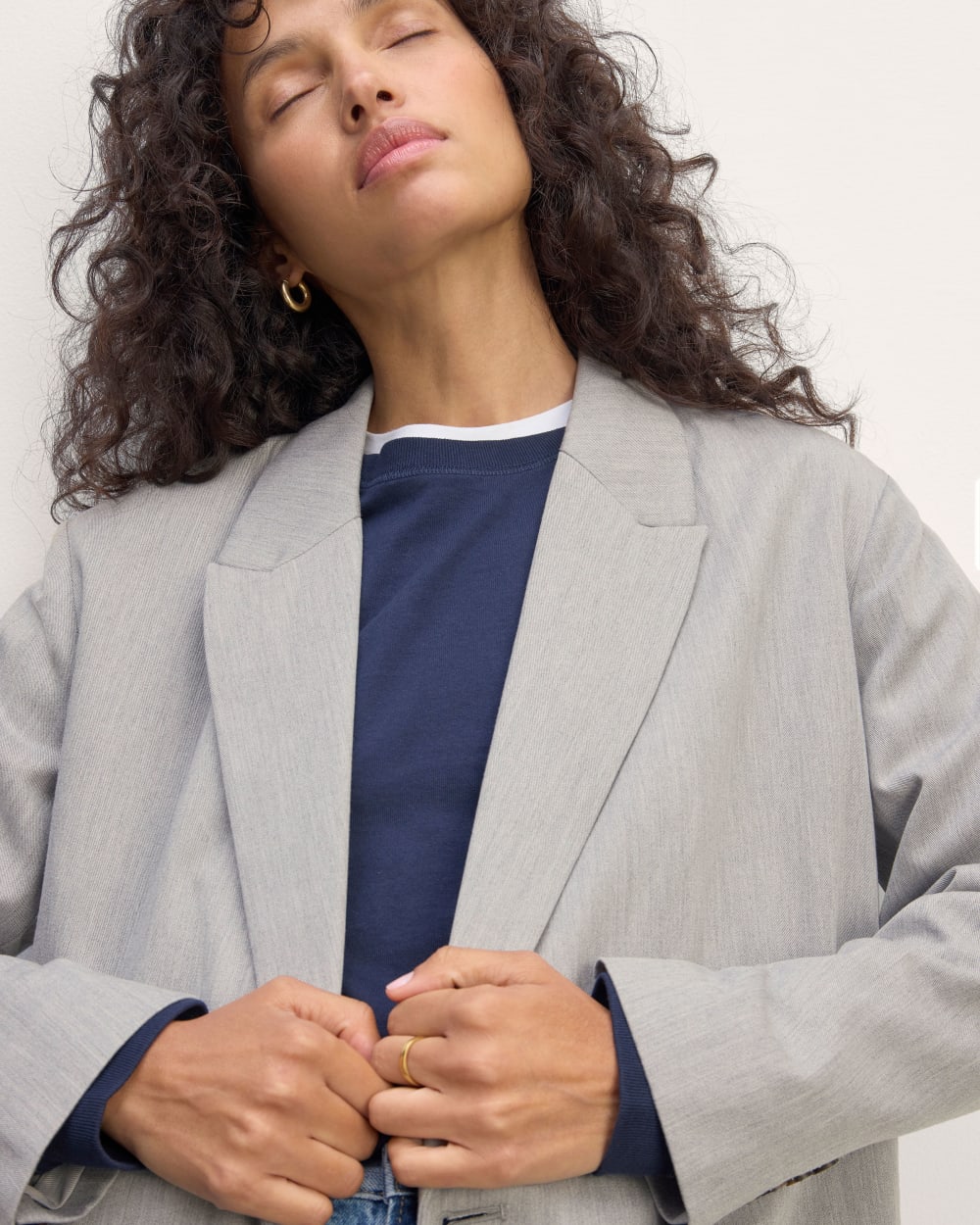 The Double-Breasted Blazer in Buttersmooth | Heather Steel - Image 4