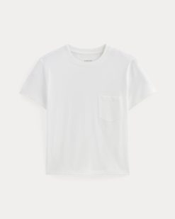 Alternative view of The Box-Cut Tee in Essential Cotton | White | Pocket