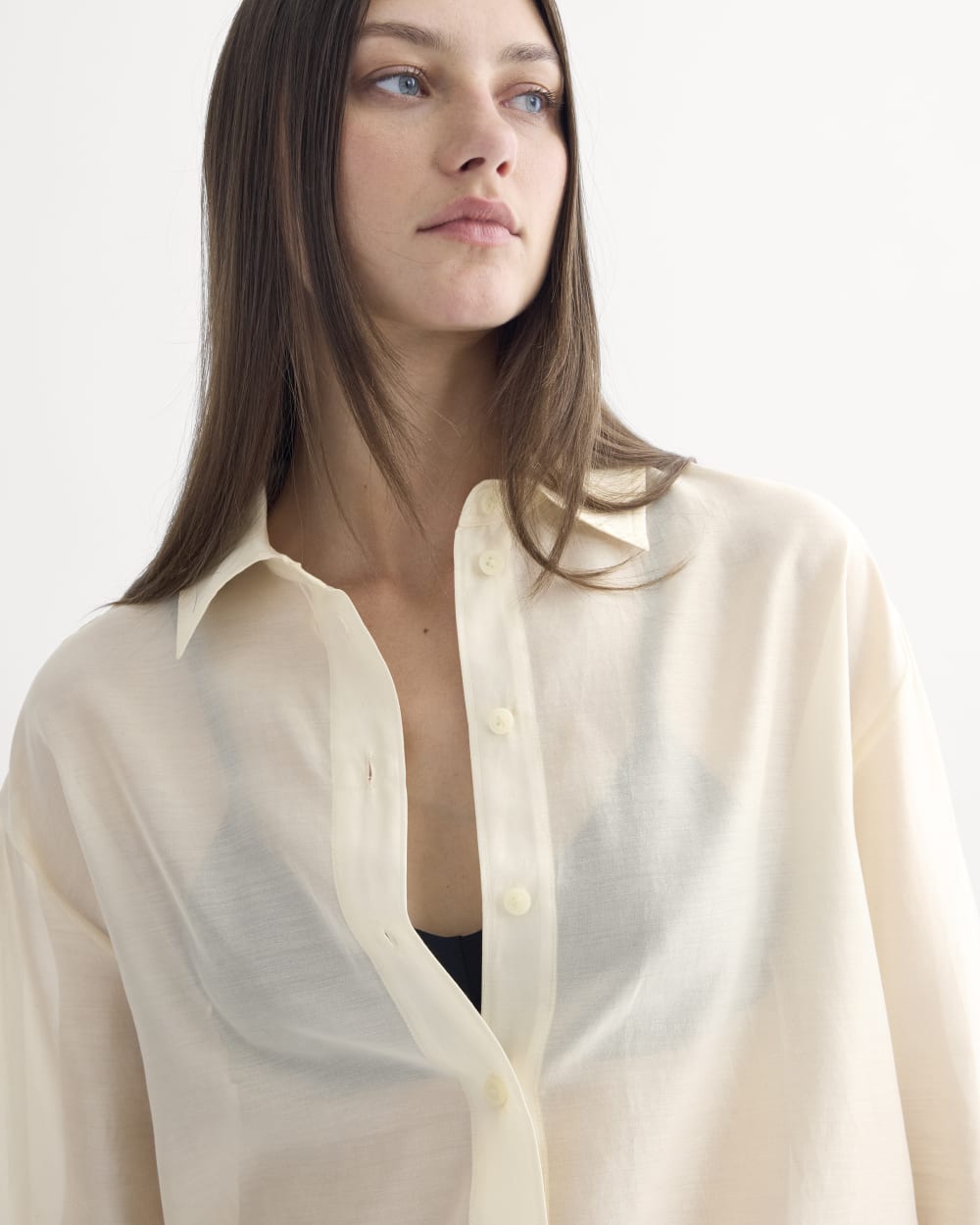 Oversized Shirt in Cotton-Silk Organza | Parchment - Image 8