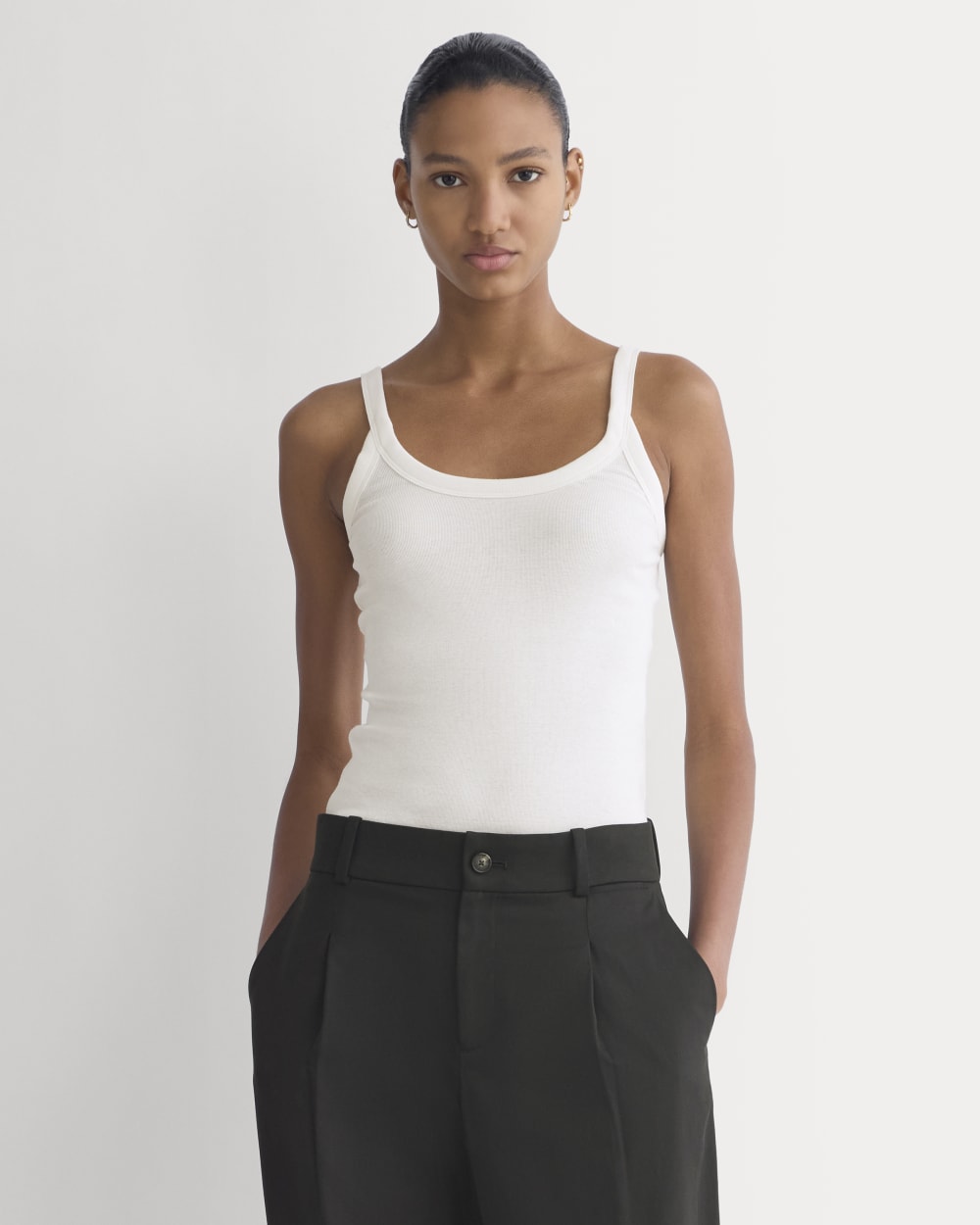 Soft Stretch U-Neck Tank | Bone