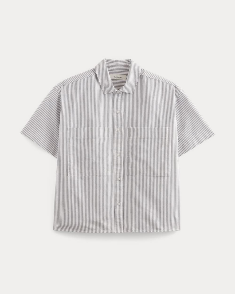 The Short-Sleeve Boxy Oxford | Charcoal / White - Image 2