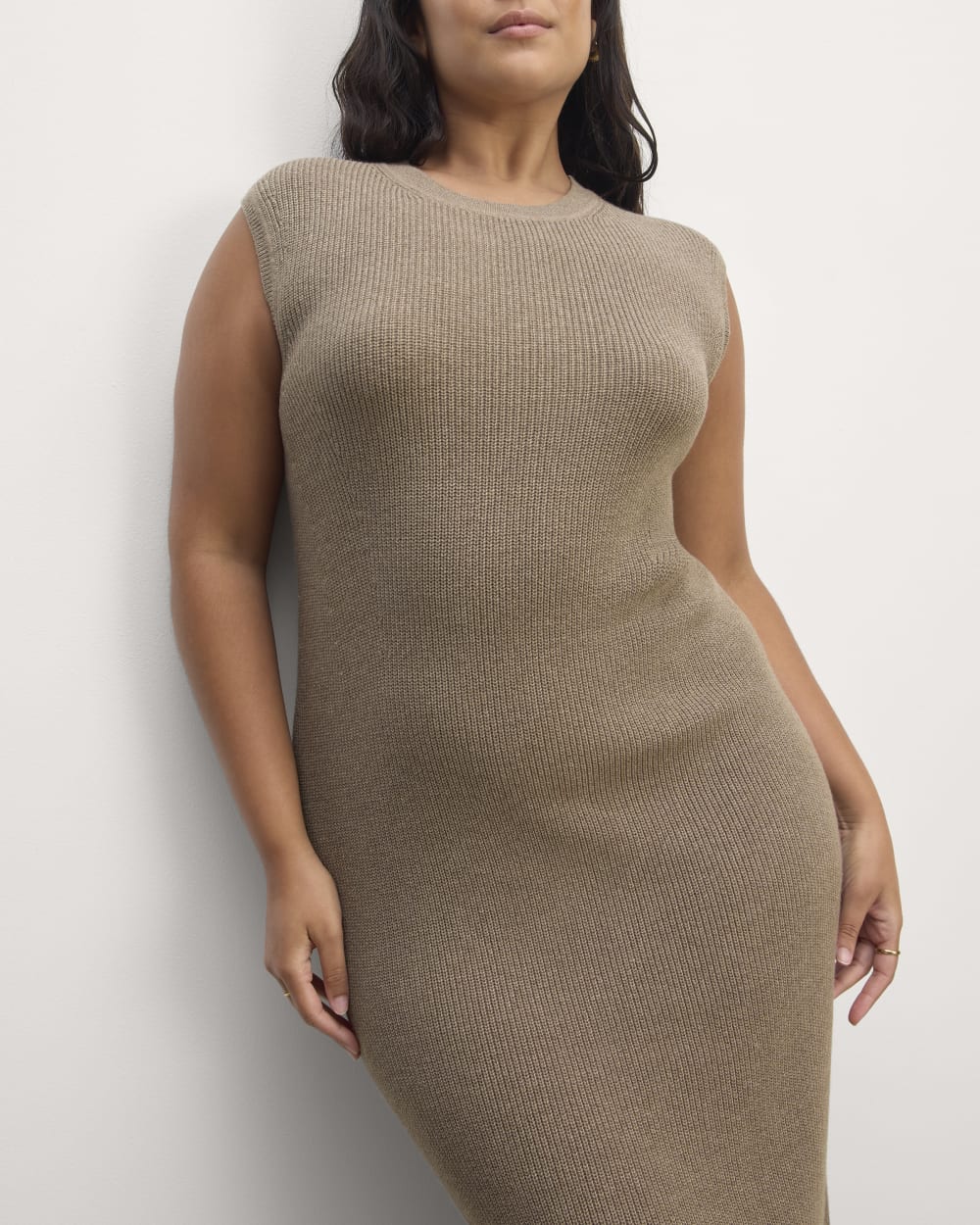 The Midi Dress in Everyday Cotton | Heather Taupe - Image 3
