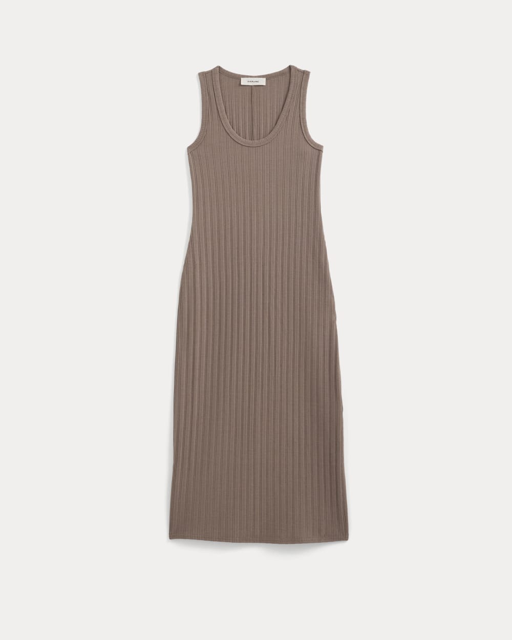 Scoop-Neck Midi Dress in Pointelle Knit | Heathered Chocolate Chip - Image 2