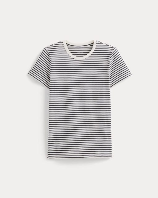 Alternative view of The Slim Crew in Essential Cotton | Bone / Pirate Black Stripe