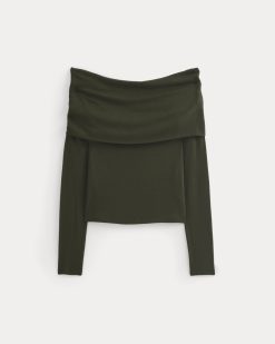 Alternative view of The Off-the-Shoulder Top in Butterluxe | Dark Green