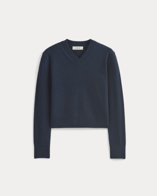 Alternative view of Cashmere Cropped High-V Sweater | Navy