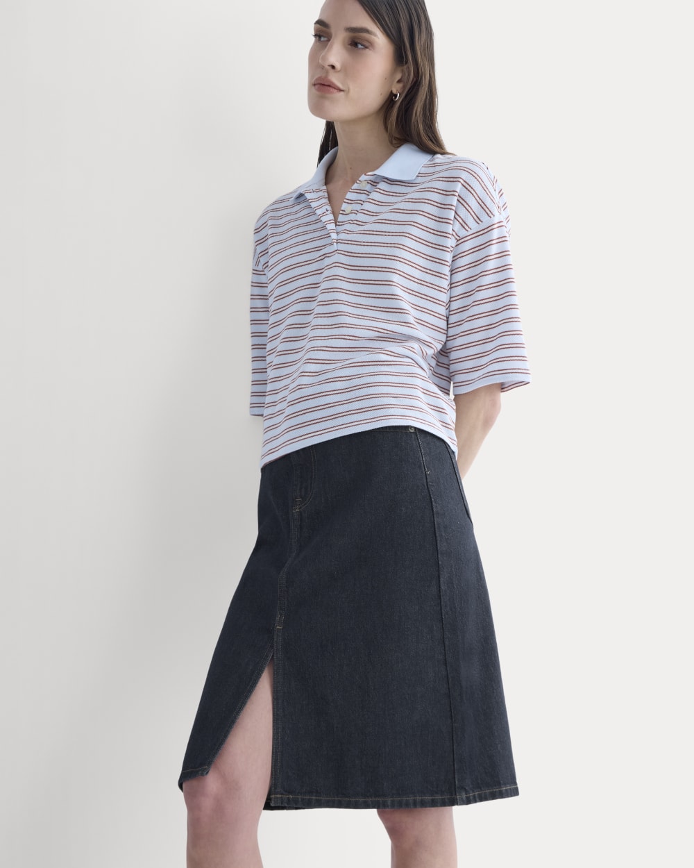 Mid-Rise Denim Midi Skirt | Tungsten Rinse