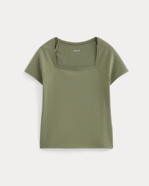 Alternative view of The Form Square-Neck Top | Lichen Green