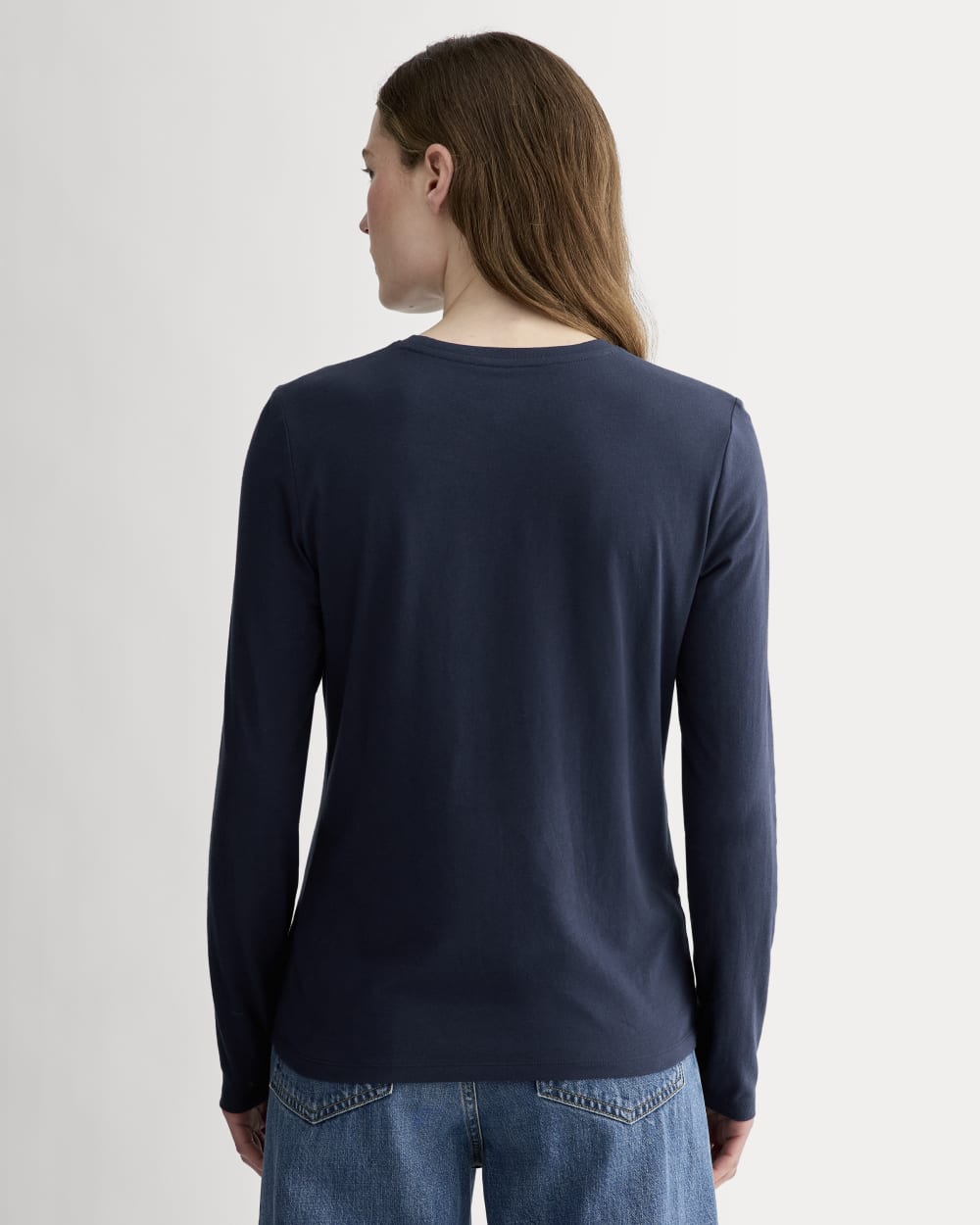 The Slim Long-Sleeve Crew in Essential Cotton | Navy - Image 4
