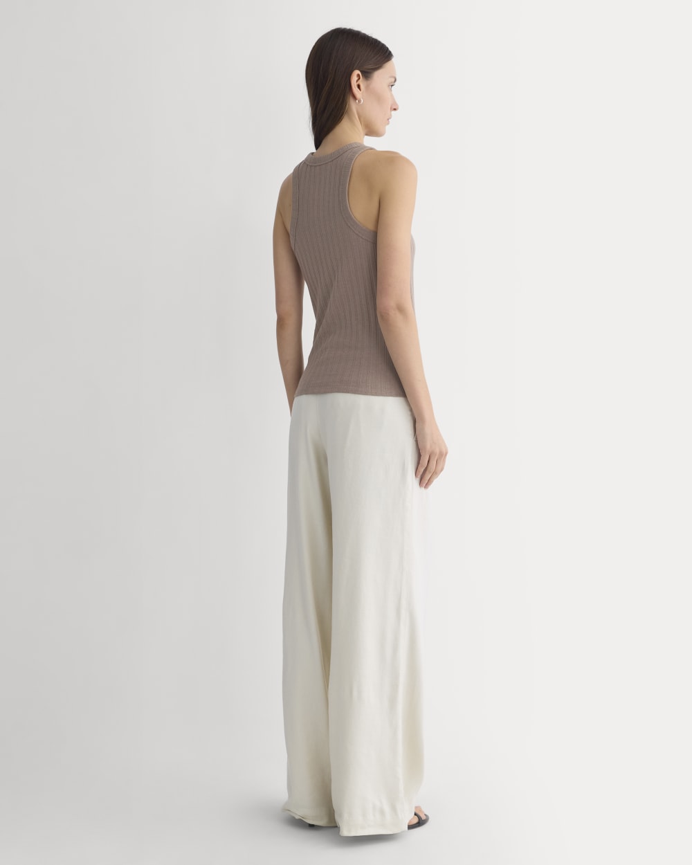 Racerback Tank in Pointelle | Heathered Chocolate Chip - Image 5