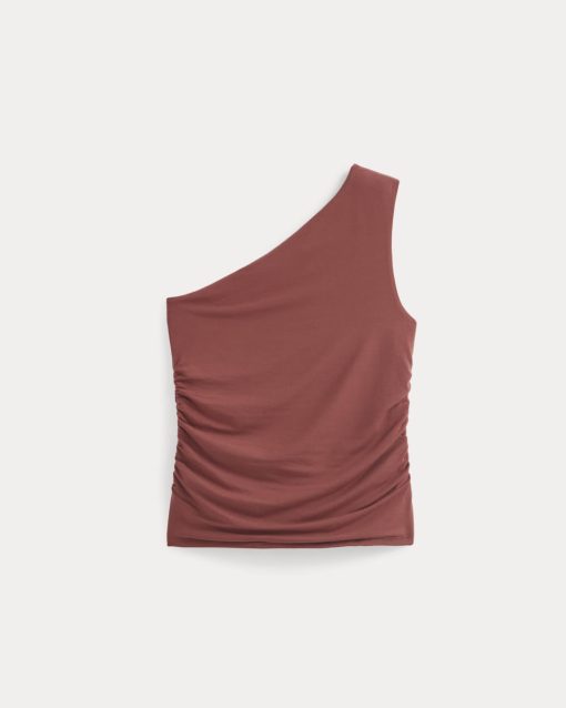 Alternative view of One-Shoulder Top | Henna Red