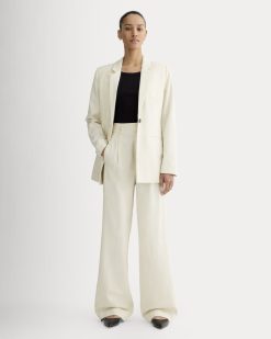 The Draper Pleated Pant in Buttersmooth | Heathered Oat | 30 Inseam