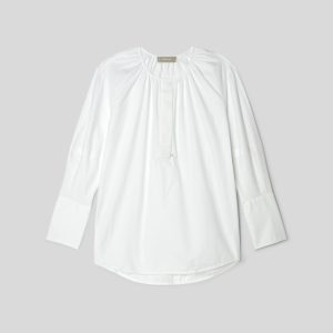 Alternative view of The Silky Cotton Balloon Sleeve Top | White