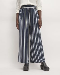 The Satin Pull-On Pant |  Navy / Bone