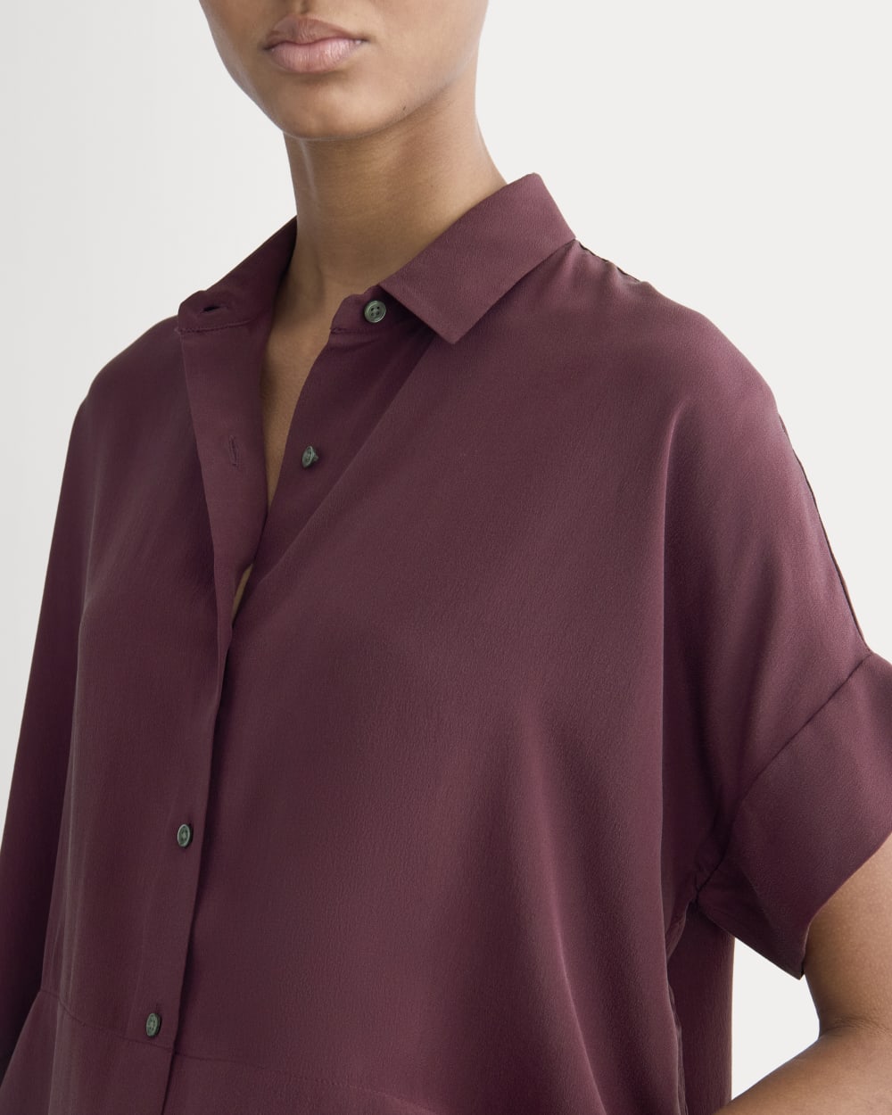 The Boxy Shirt in Washable Silk | Deep Plum - Image 3