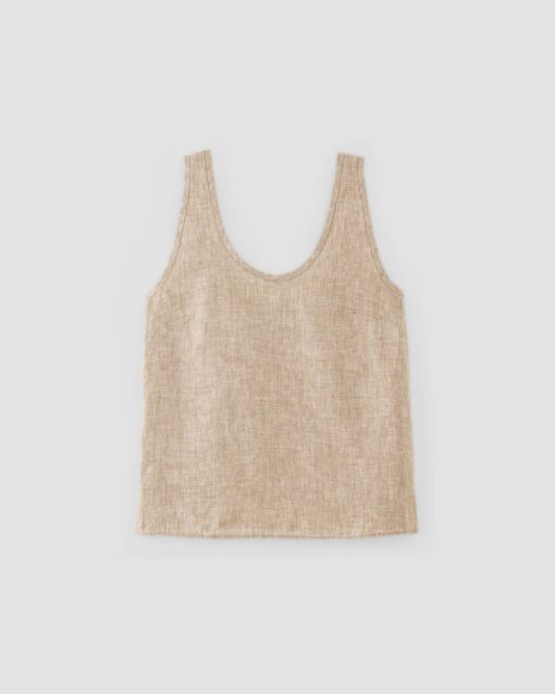 Alternative view of The Scoop Tank in Linen | Cornstalk Chambray