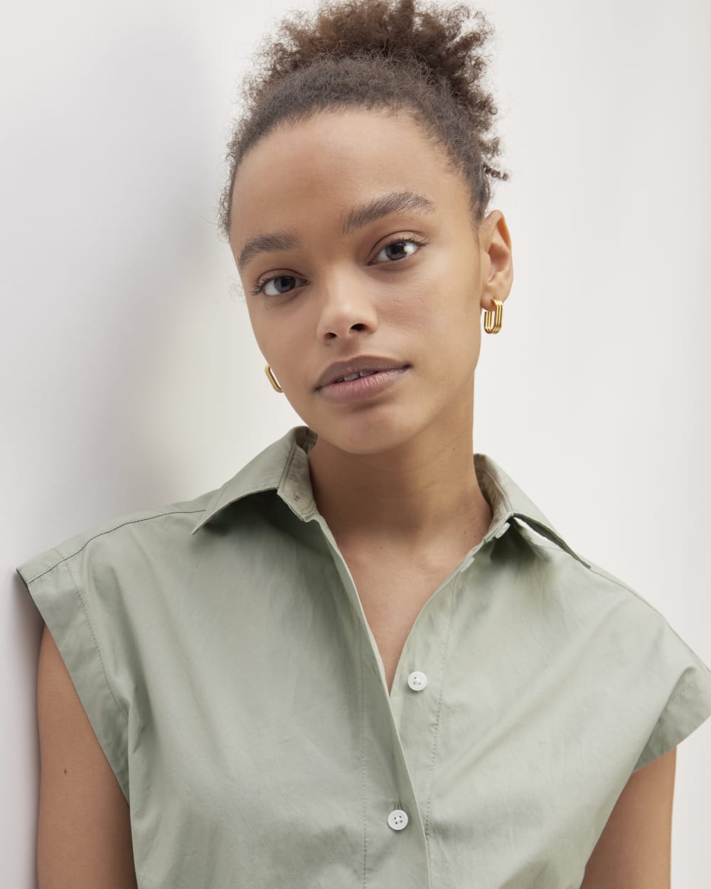 The Supima® Cotton Short-Sleeve Shirt Dress | Sage Green - Image 3